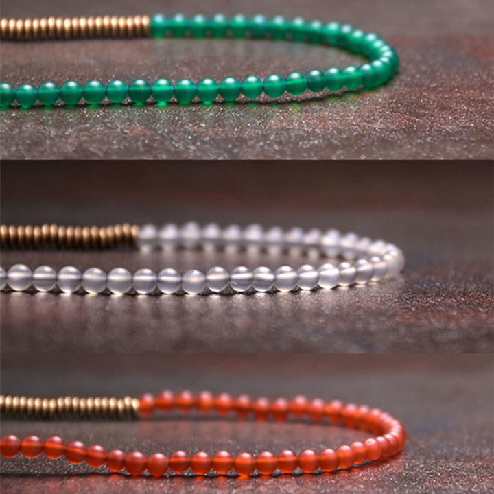 Armband Kupfer Achat – Schutz grüne weiße rote Perlen elastisch