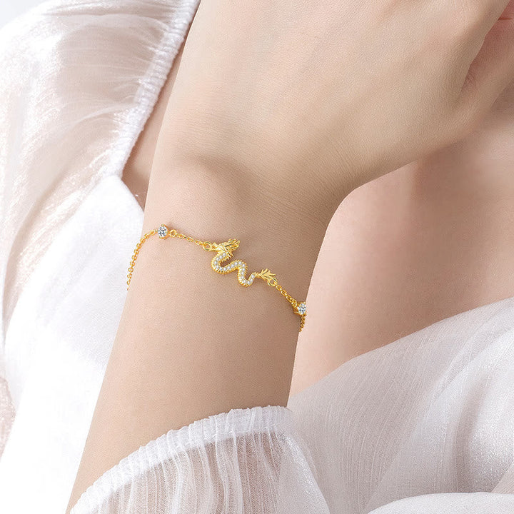 Armband 925 Sterling Silber Drache Rot Kordel Glücksbringer