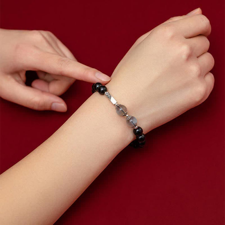Armband 925 Silber Mondstein Paar Stärke elastisch getragen Handgelenk