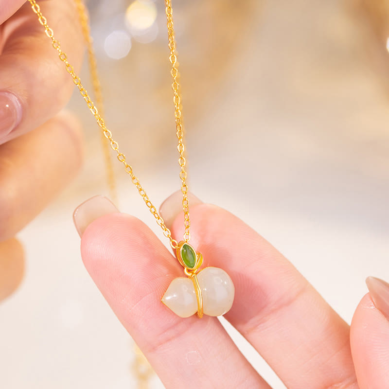 Kette Hetian Jade Anhänger Sterlingsilber – Glück