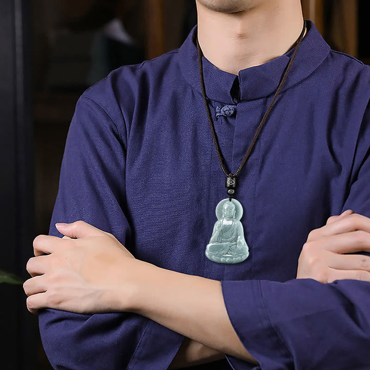 Buddha Anhänger Halskette Jade Spirituell
