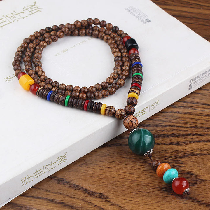 Anhänger Kette Tibetischer Bodhi Achat Harmonie Gebetskette