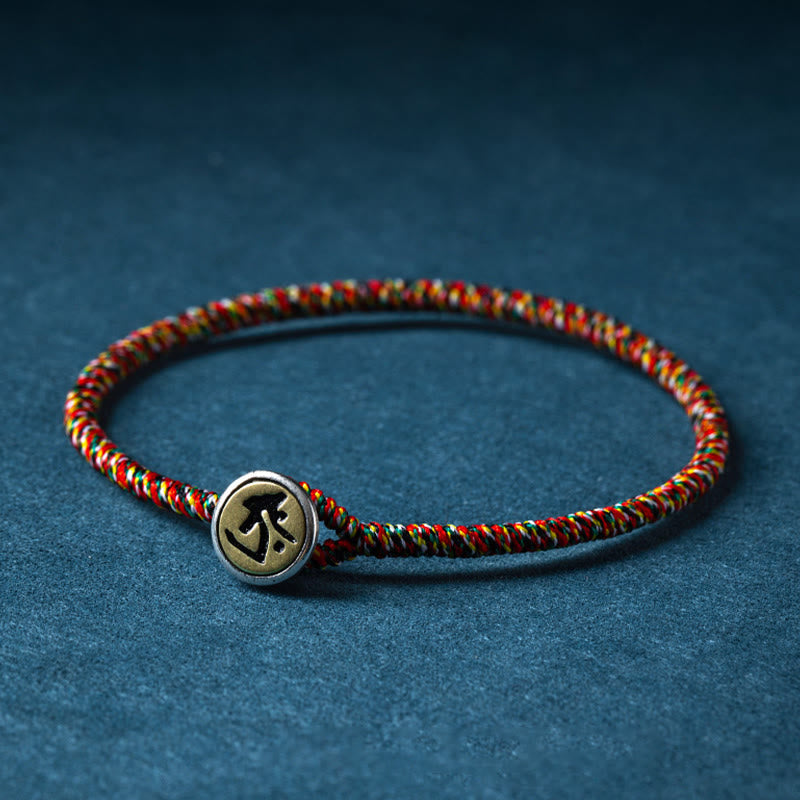 Buntes Armband mit chinesischem Tierkreis Symbol Silber Verschluss elastisch