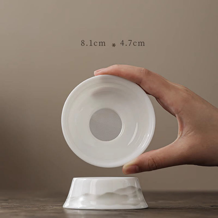 Gaiwan Porzellan Berglandschaft Sancai Vintage Teesieb
