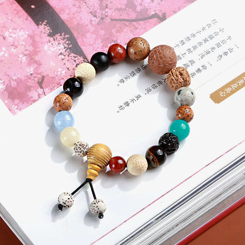 Mala Achat Bodhi Harmonie Armband Natursteine bunte Perlen Flachlage Schmuck