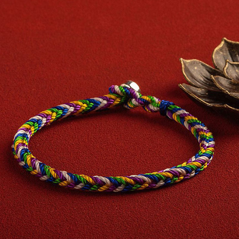 Buntes geflochtenes Armband Glück Handgelenk Naturstein elastisch.