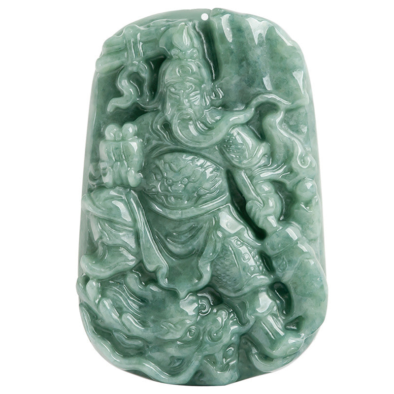 Jade Guan Gong Amulett Anhänger grün Natur Wohlstand