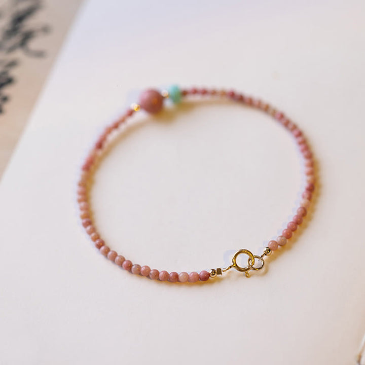 Armband – Energie Rosenquarz Perlen gold Verschluss elegant