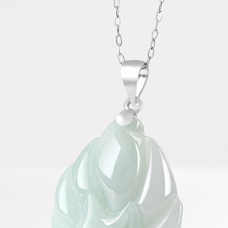 Kette Jade Neunschweif-Fuchs Natur Wohlstand Silber