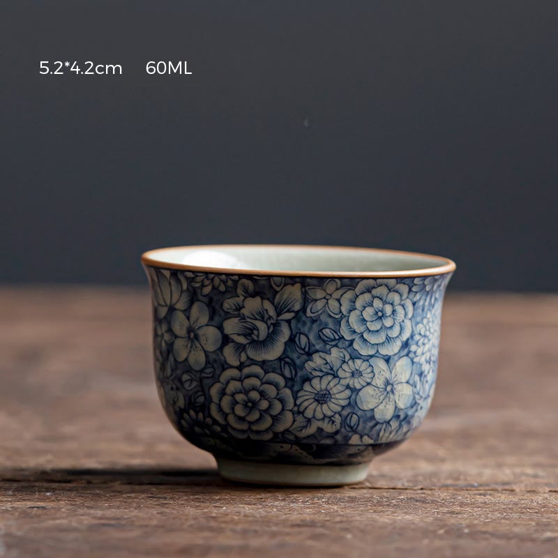 Porzellan Teetasse Lotus Pfirsichblüte Chrysantheme Klein (60 ml)