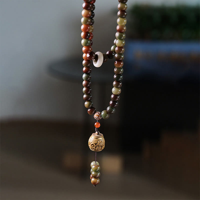 Mala 108 Perlen Bodhi Balance Halskette mit Jade Perlen Anhänger
