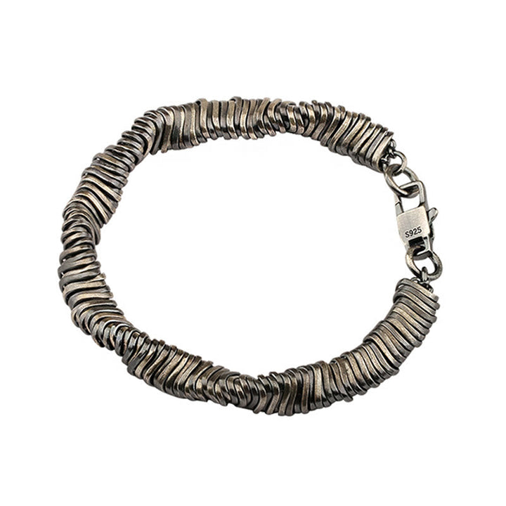 Strukturiertes Silberarmband 925 mit Kettenmuster elegantes Design.