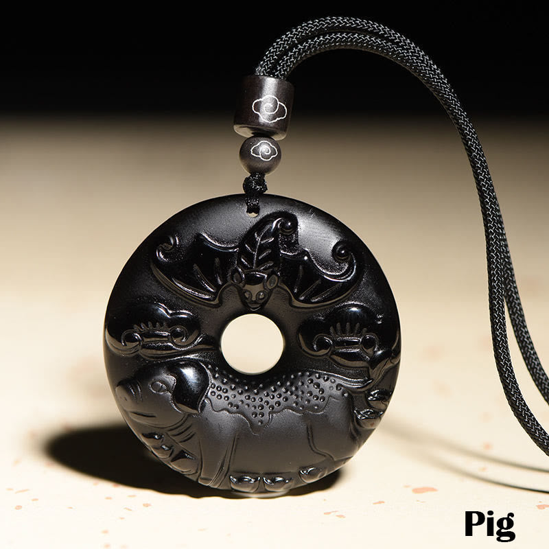 Kette schwarze Obsidian Tierkreis Natur – Frieden | Zen Spirit