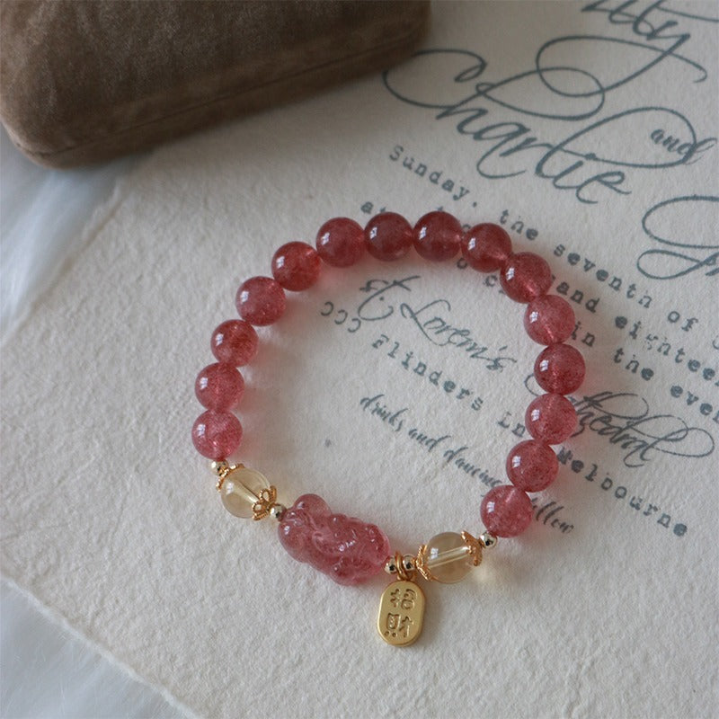 Armband Erdbeerquarz Pfirsichblüte – Heilung & Glück – Bild 3