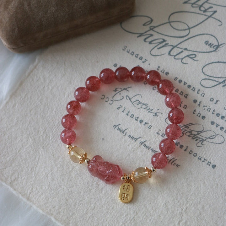Armband Erdbeerquarz Pfirsichblüte – Heilung & Glück – Bild 3