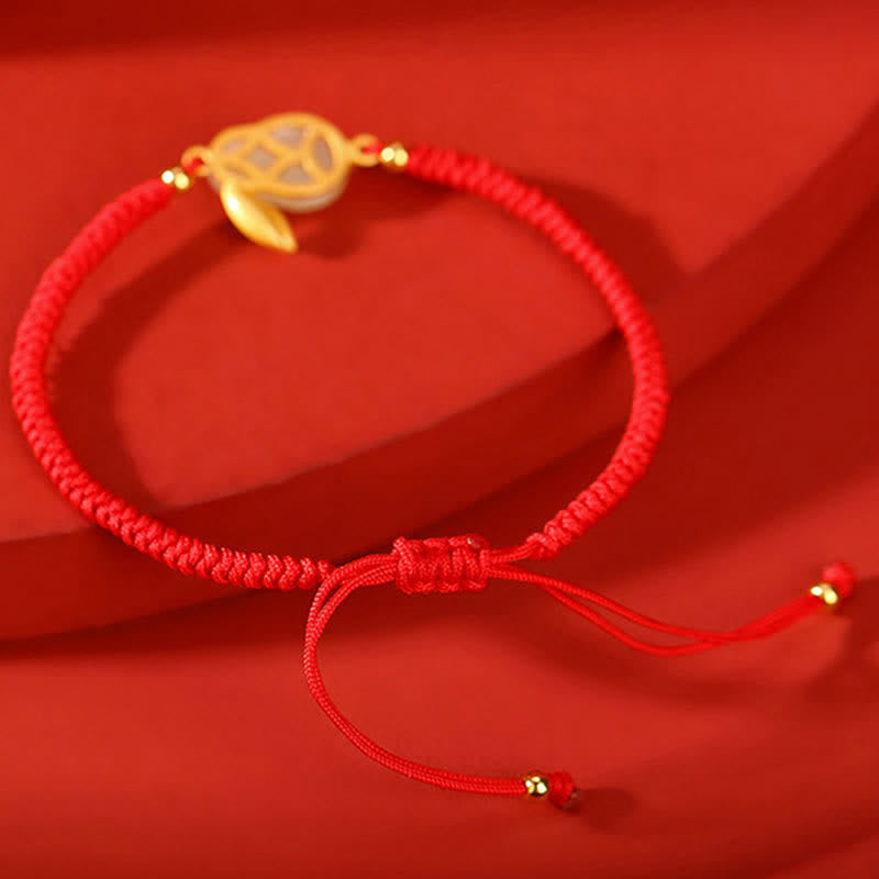 Armband Jade Hase 925 Silber Rot Schnur