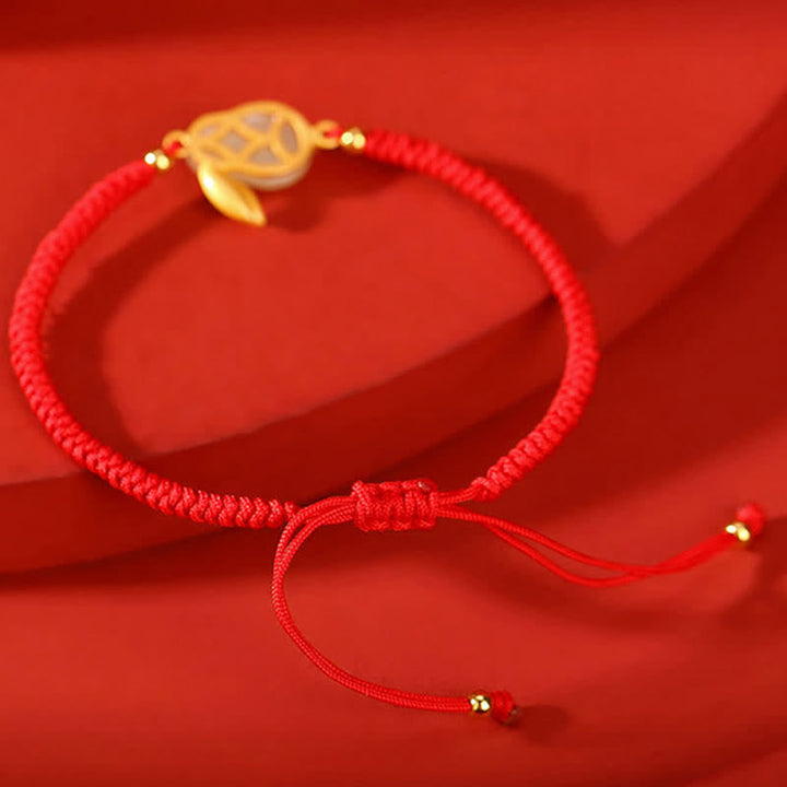 Armband Jade Hase 925 Silber Rot Schnur