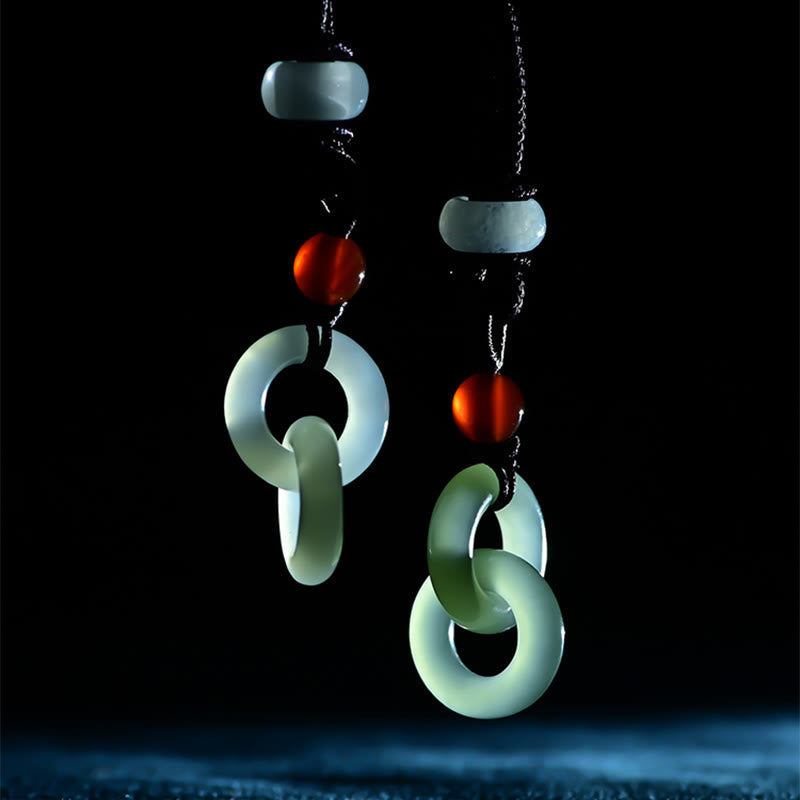 Hetian Jade Doppelfrieden Weiß Grün Natur