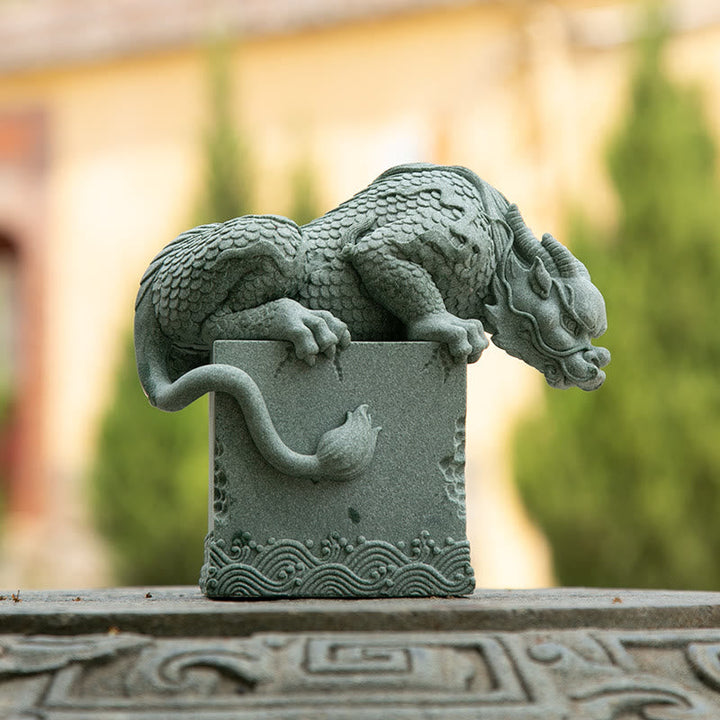 Drache Figur Erfolg Glück Stehend Sitzender Drache