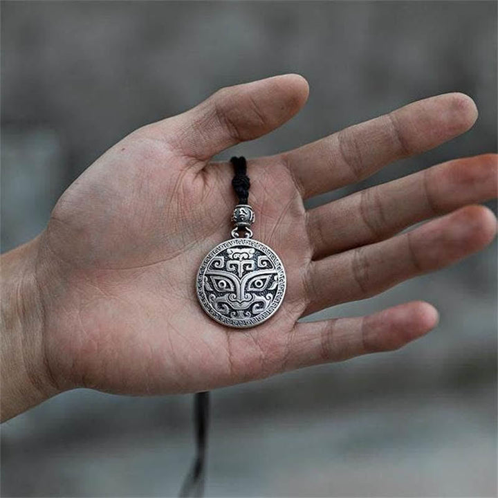 Silber Anhänger Kette Taotie Maske chinesisch Amulett
