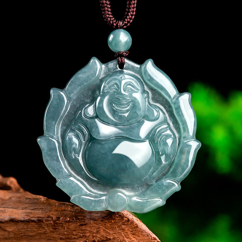 Kette Grüne Jade Lachender Buddha Glück