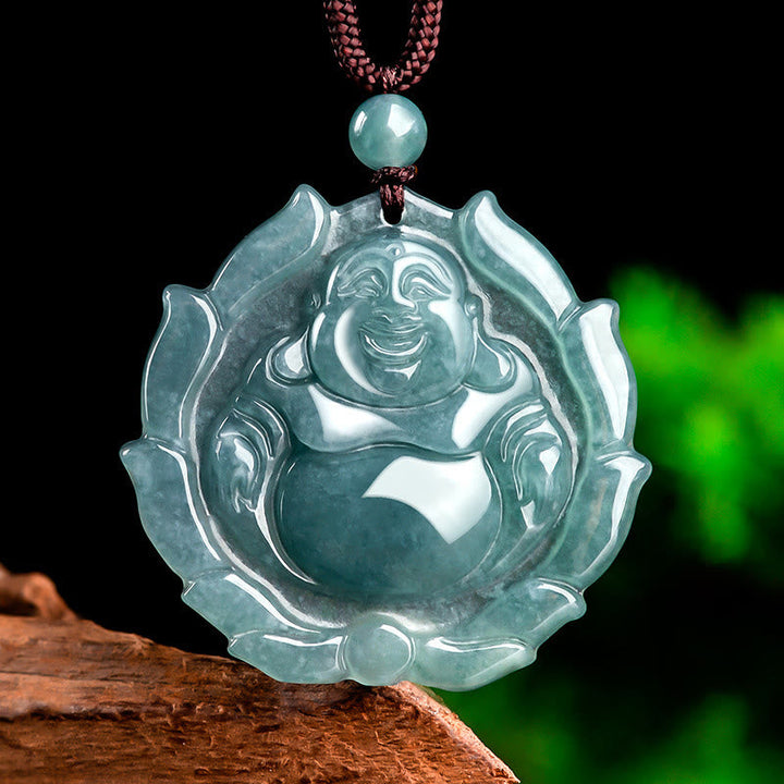 Kette Grüne Jade Lachender Buddha Glück