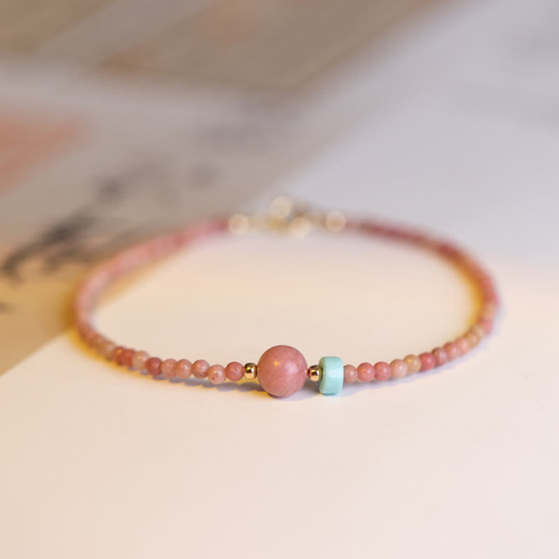 Rosafarbenes Armband – Energie mit Natursteinen und Perlen elastisch
