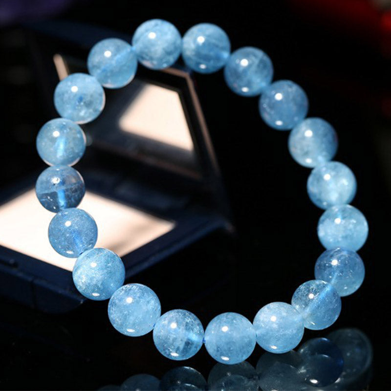 Armband Aquamarin Perlen "Frieden Heilung Energie"