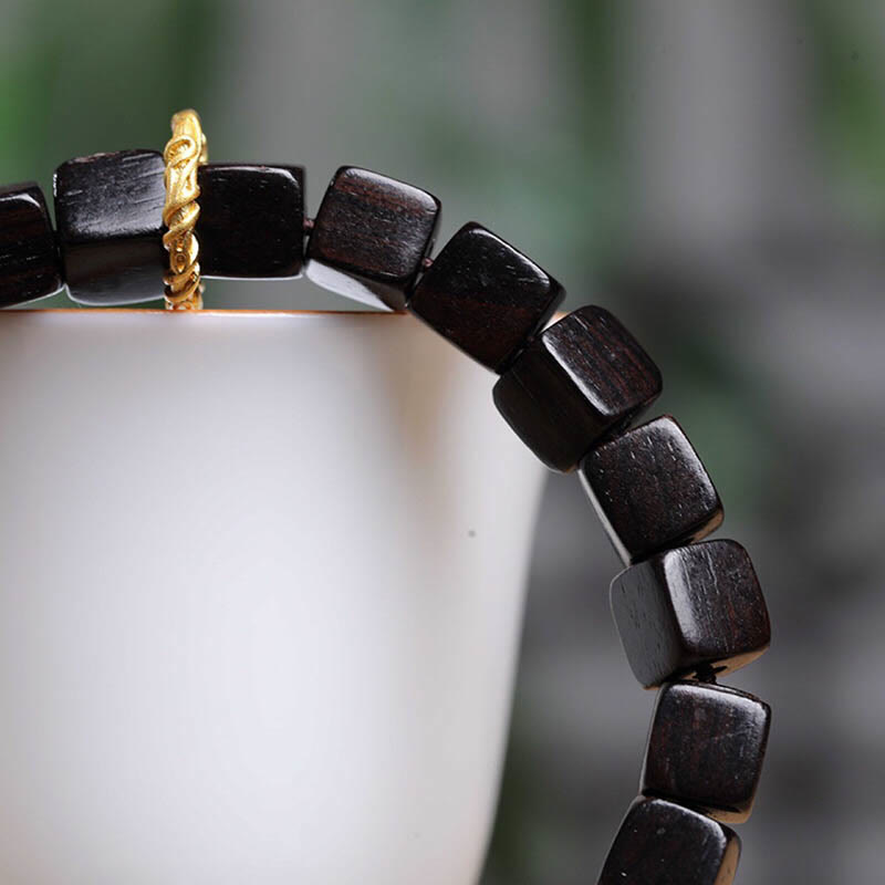 Armband Tibet Ebenholz Quadratische Perlen