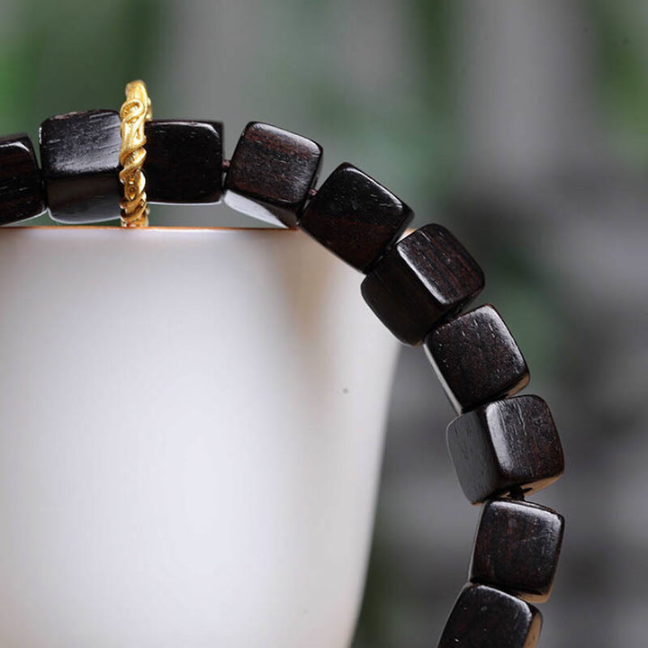 Armband Tibet Ebenholz Quadratische Perlen