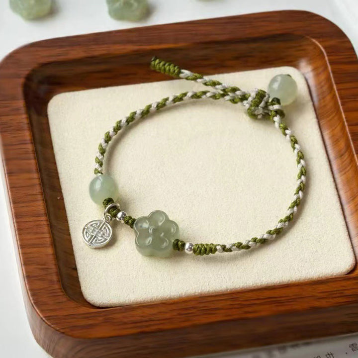 Jade Armband Pflaumenblüte grün Schnur Glück Wohlstand Charm elegant