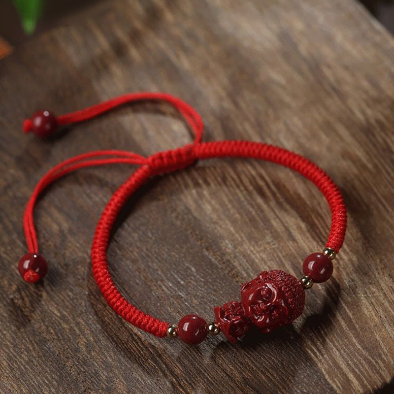 Rotes Armband Zinnober Chinesisches Tierkreis – Segen elastisch traditionell