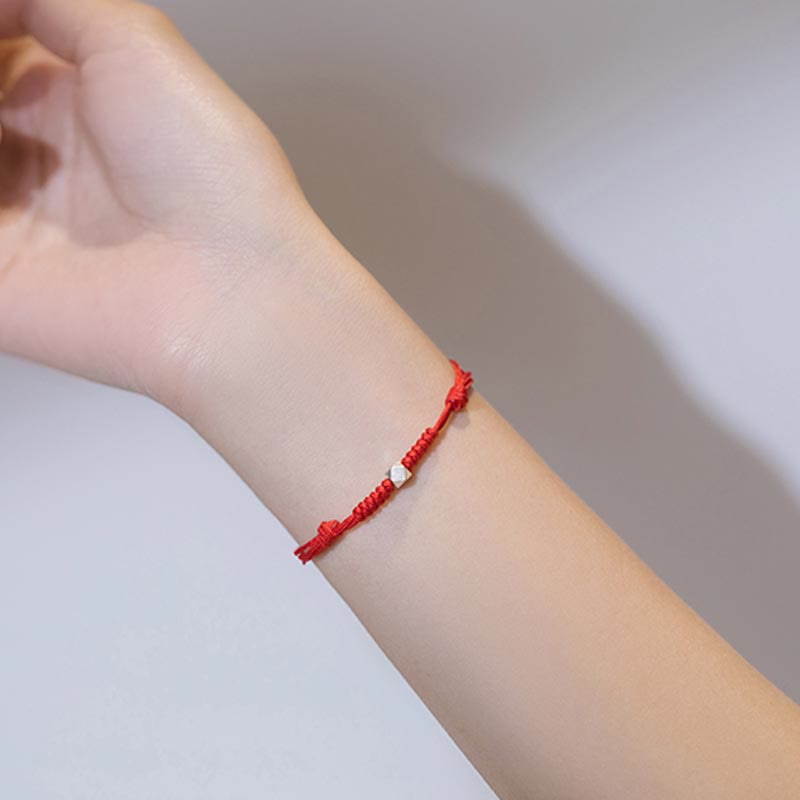 Armband 925 Sterling Silber Glücksperle Schutz Rotes Band