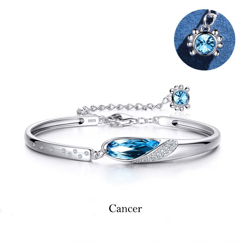 Armband 925 Silber Tierkreiszeichen Krebs blauer Kristall Schmuck