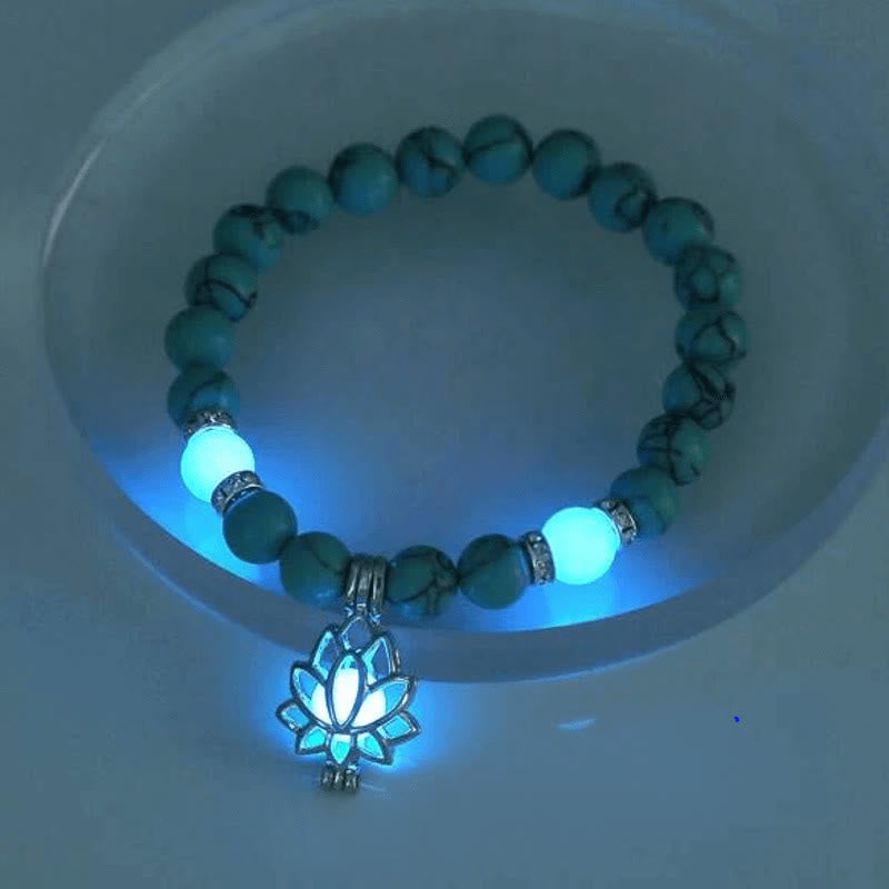 Armband Leuchtstein Türkis Lotus "Schutz"