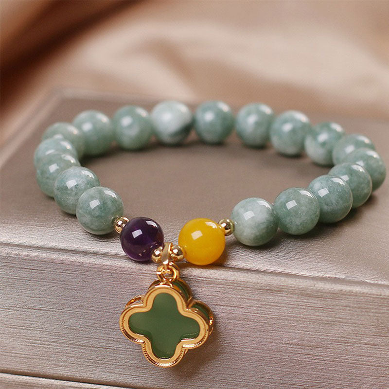 Armband Jade Kleeblatt – Glück & Liebe