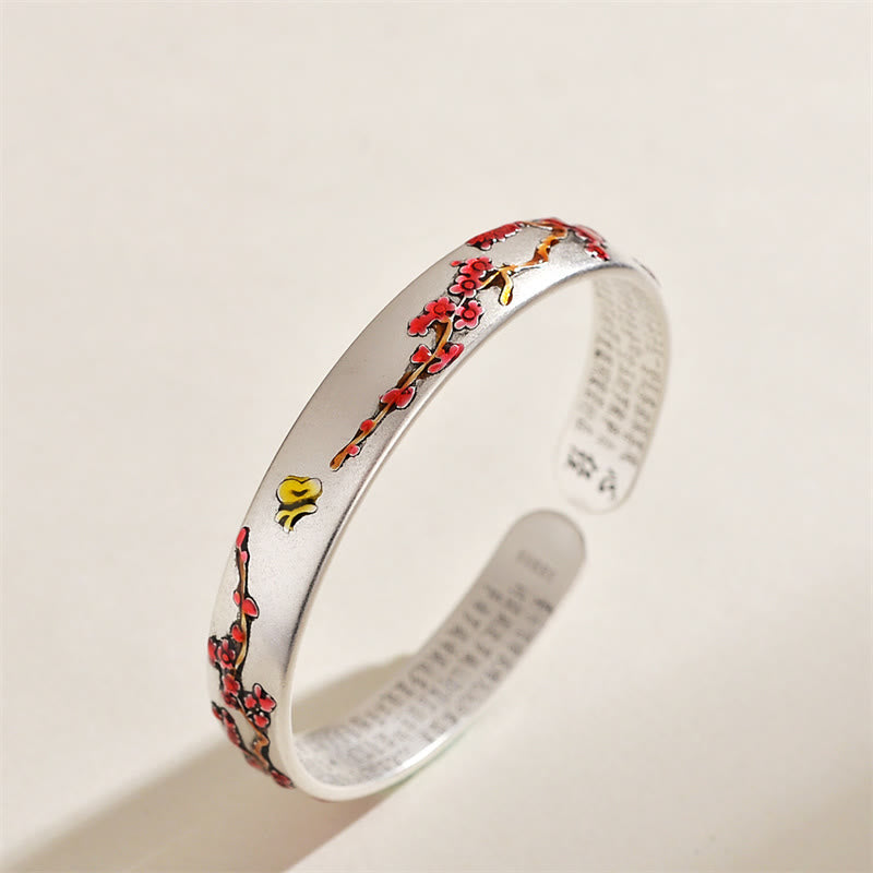 Armband Herzsutra – Heilung mit roten Blüten Motiv weiß elastisch