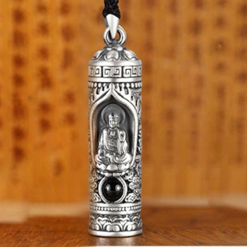 Kette Kristall Tierkreis-Buddha Wohlstand Silber Anhänger
