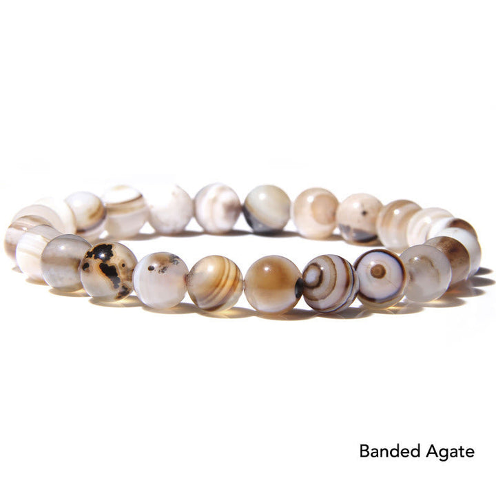 Armband Kristall Achat – Balance Naturstein Perlen gestreift cremeweiß braun