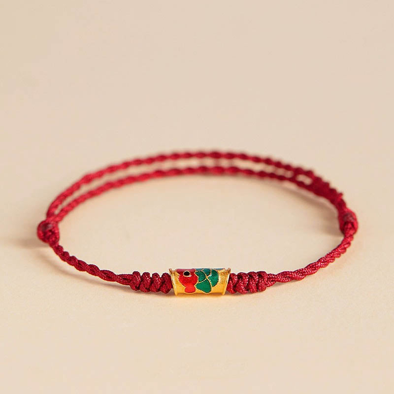 Rotes Armband mit Koi Fisch Anhänger Wohlstand Energie elastisch verstellbar