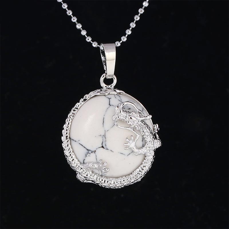 Kette Rosenquarz Drachen Heilung Harmonie Naturstein Anhänger Silber