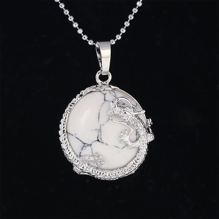 Kette Rosenquarz Drachen Heilung Harmonie Naturstein Anhänger Silber