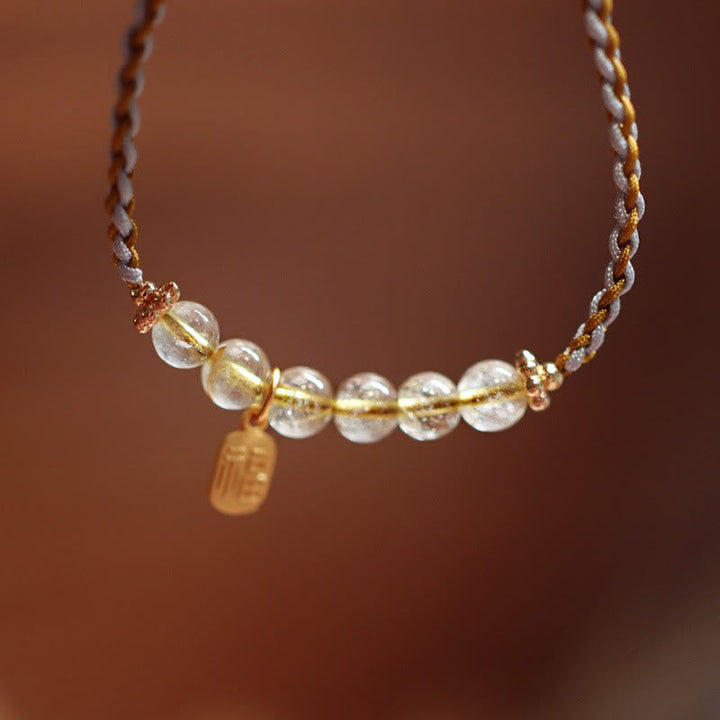 Armband 925 Silber mit klaren Perlen und goldenem Anhänger elegant