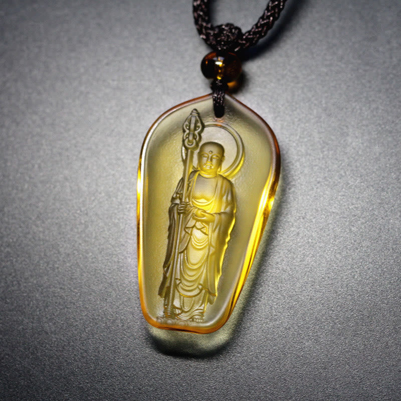 Kette Buddha Liuli Ksitigarbha Klarheit Bernstein Anhänger