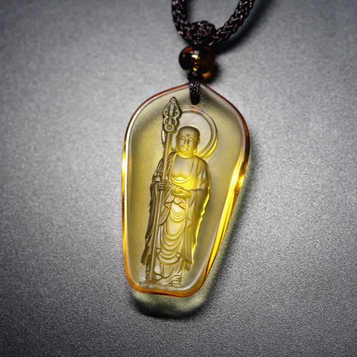 Kette Buddha Liuli Ksitigarbha Klarheit Bernstein Anhänger