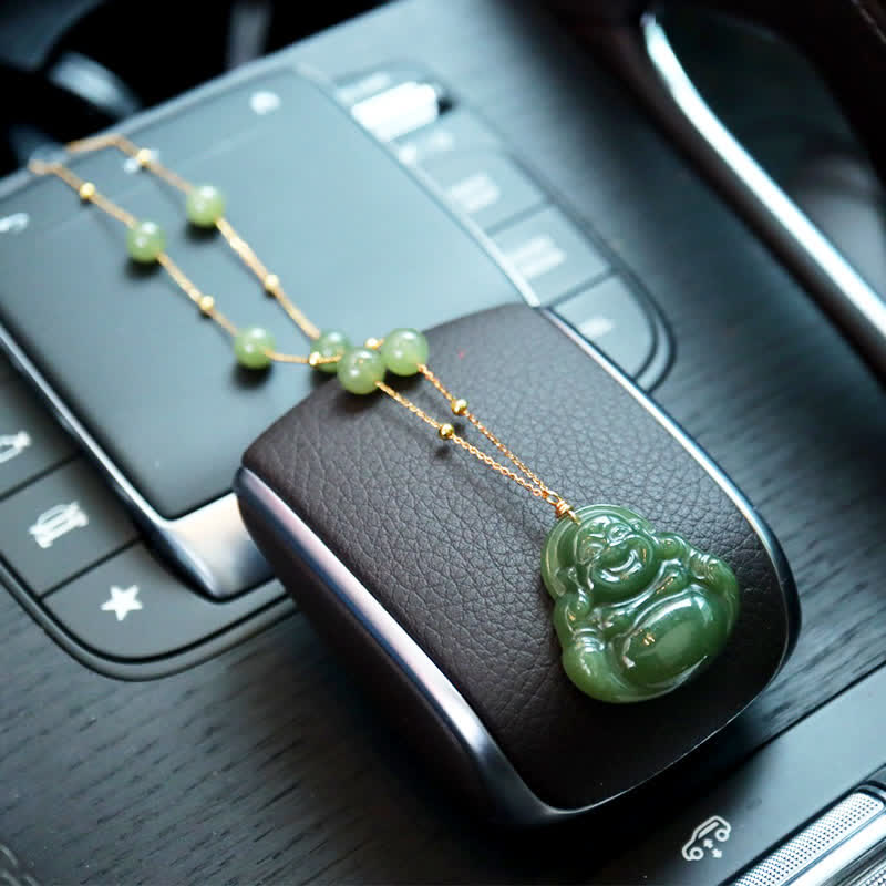 Kette Hetian-Jade Lachender Buddha – Glück