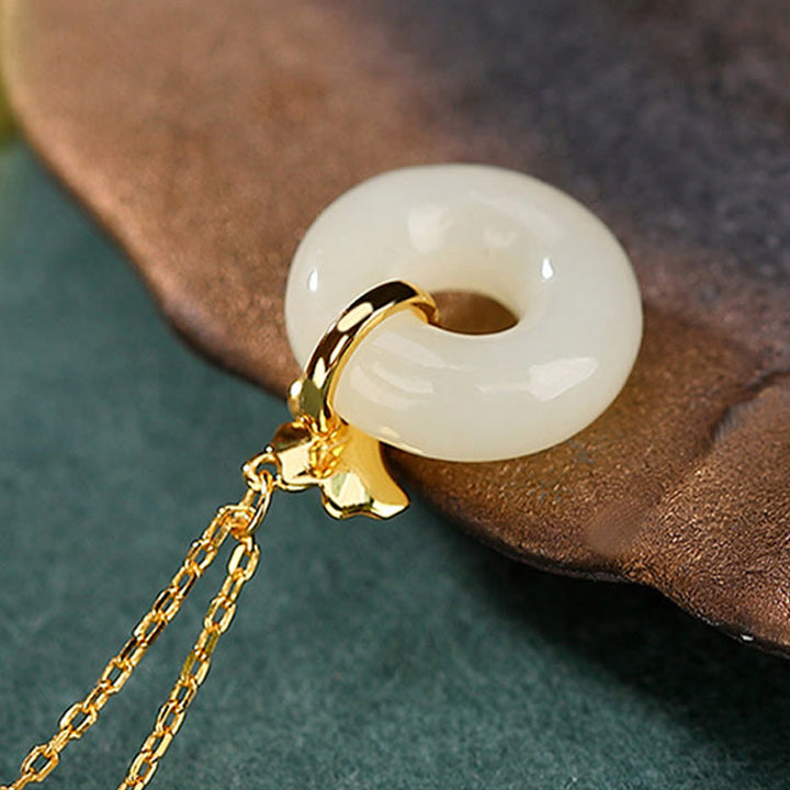 Kette Hetian-Jade Ginkgo Natur – Glück