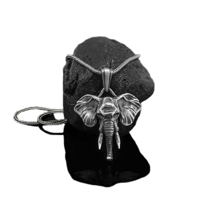 Kette Titanstahl Elefant Stärke Silber Anhänger