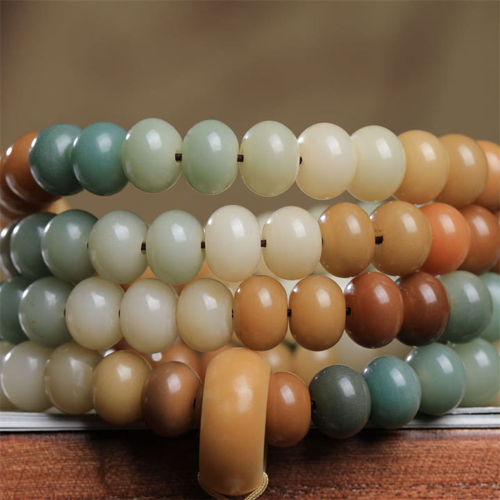 Mala Bodhi – Frieden Energie Armband Naturstein Perlen mehrfarbig elastisch.