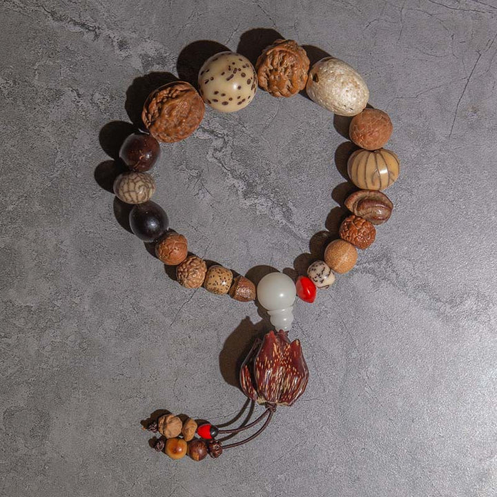 Mala Bodhi Glück Wohlstand Armband Holzperlen Steinperlen natürlich elegant